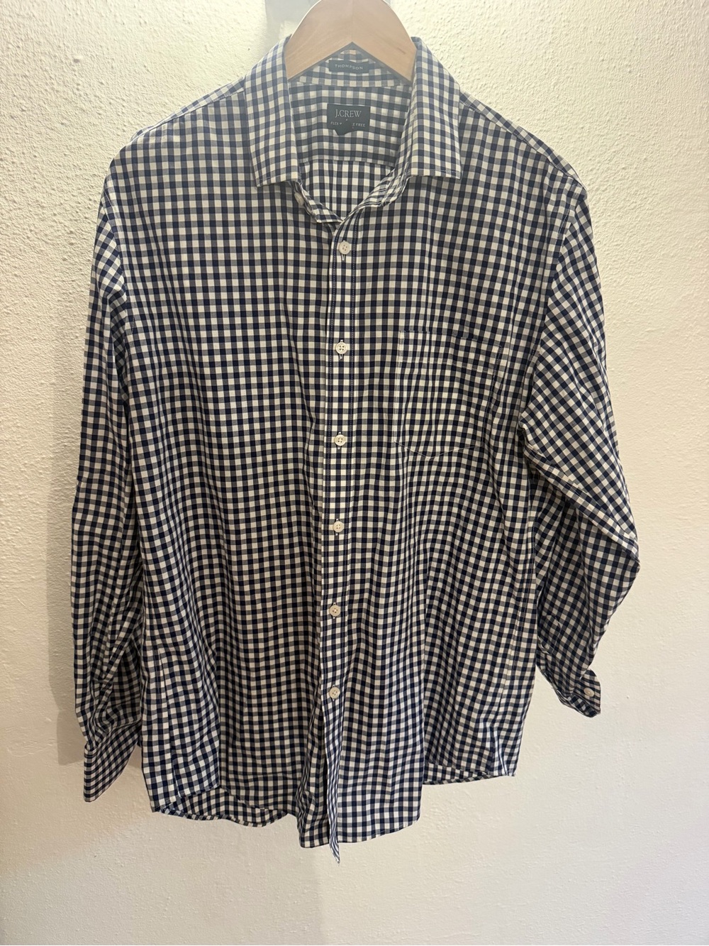 J.Crew Thompson Flex Wrinkle Free Blue White Gingham Shirt Men’s L